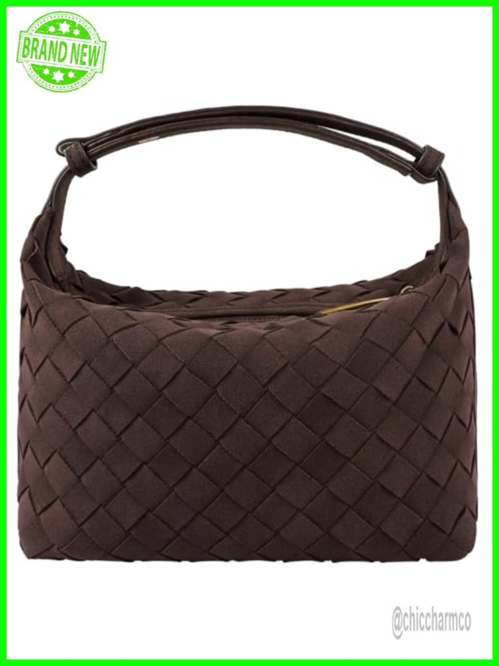 Faux Suede Woven Hobo Handbag Small Shoulder Bag Mini Purse
